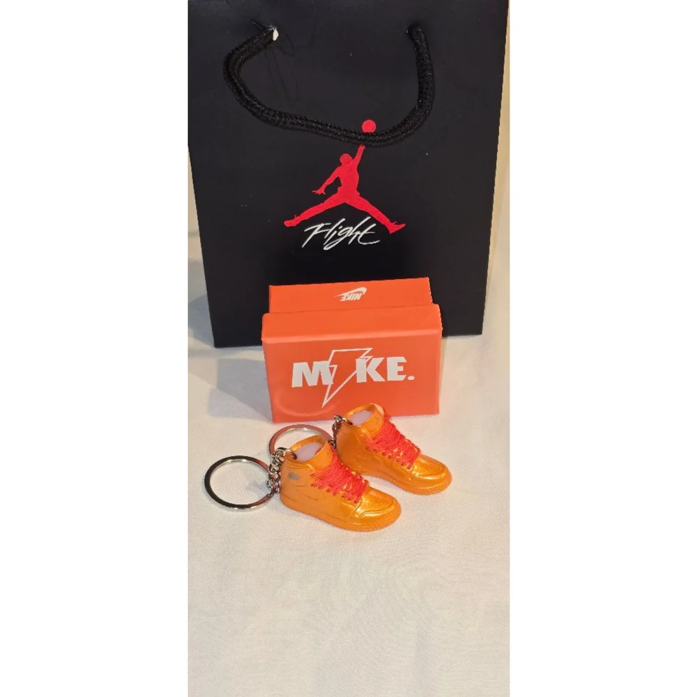 Orange & Red Sneaker Keychain Set with Box and Bag One Size